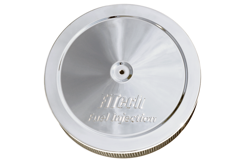 FITECH 42300 14" X 3" DROPBASE AIR CLEANER ASSEMBLY WITH CHROME LID & HARDWARE