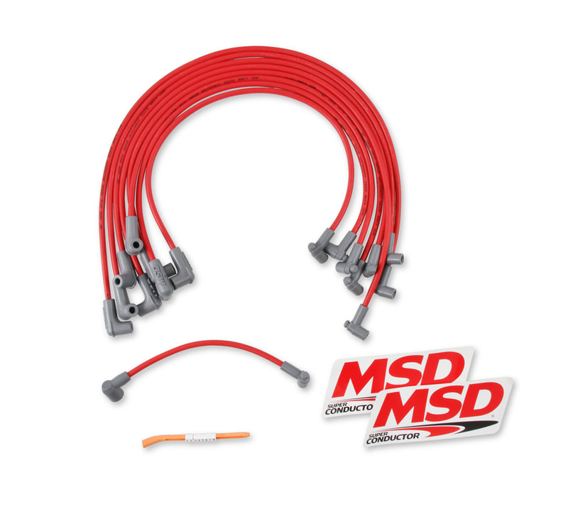 MSD 35599 8.5MM SPARK PLUG LEAD SET RED SBC RACE WITH HEI CAP & HEADERS