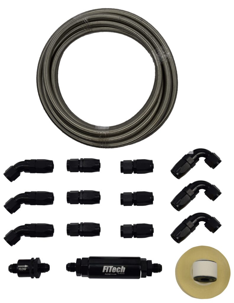 FITECH 51003 GO FUEL AN-6 STAINLESS STEEL 40FT HOSE KIT WITH FILTER