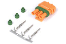 HALTECH HT-030420 PLUG AND PINS ONLY - DELCO WEATHER PACK 3 PIN GM STYLE MAP SENSOR CONNECTOR - ORANGE