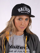 HALTECH HT-301002 SNAP BACK CAP BLACK WITH WHITE TEXT