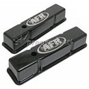 AFR 6705 TALL BLACK ALLOY VALVE COVERS (PR) SBC INC GROMMETS/BAFFLES
