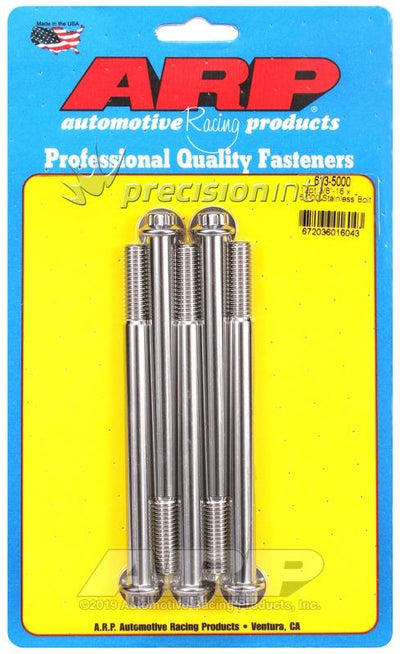 Arp 612-3500 Stainless Steel 16-18 Rh Thread 500 Uhl 12-point Bolt With 3 8 Socket And Washer Set Of 5