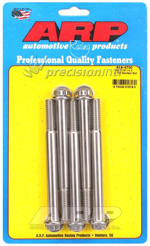 ARP 614-4750 7/16-14 X 4.750 12PT SS PACK OF 5 BOLTS