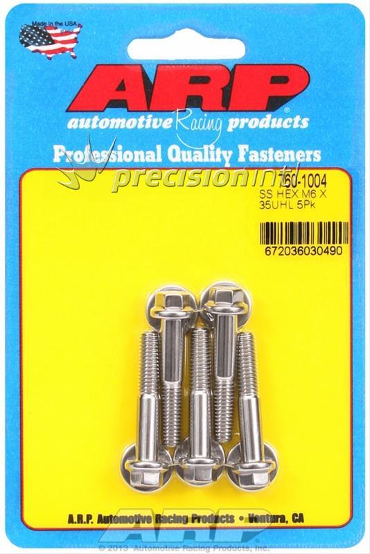 ARP 760-1004 M6 X 1.00 X 35 HEX SS PACK OF 5 BOLTS