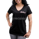 EDELBROCK 98065 V-NECK, ED BACK SCRIPT T-SHIRT BLACK, WOMENS MEDIUM EACH