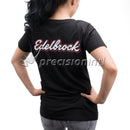 EDELBROCK 98065 V-NECK, ED BACK SCRIPT T-SHIRT BLACK, WOMENS MEDIUM EACH