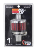 K&N 62-1370 VENT AIR FILTER / BREATHER CHROME TOP 1¨ ID FLANGE 2¨ OD 1.5¨ HEIGHT